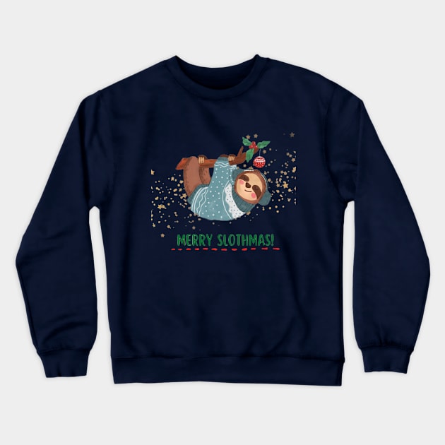 Christmas Sloth Merry Slothmas Crewneck Sweatshirt by FabDesign